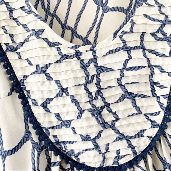 Anthropologie Lil Fissured Shell Nautical Silk Top - Picture 4 of 7